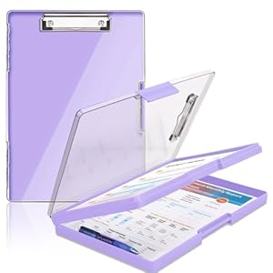 Clipboard with Storage,Heavy Duty Clip Boards 8.5×11 with 2 Storage Case,Clear Visible Top Panel Storage Clipboards,Side Opening Clip Boards,Nursing Clipboard Folder Case for Office Supplies-Purple