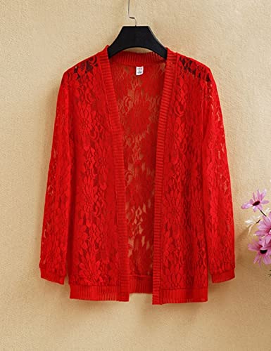 Image of FindThy Women's Floral Lace Shrug Cardigan 3 /4 Sleeve Crochet Bolero Jacket
