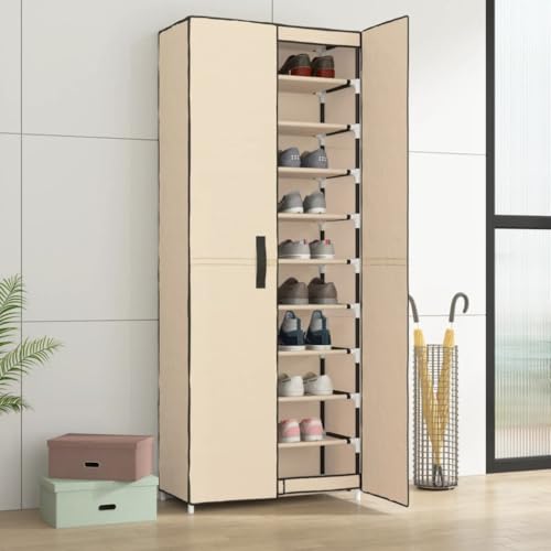 Frdhee Zapatero para armario, zapatero, color crema, 60 x 30 x 166 cm, tela, zapatero para entrada, esquina