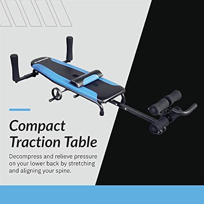 Exerpeutic Alternative Inversion Traction Table - Provides Lower Back Pain Relief Without Going Upside Down - Portable Spine Stretcher Bed for Home - 350 Lb. Capacity - Blue/Black