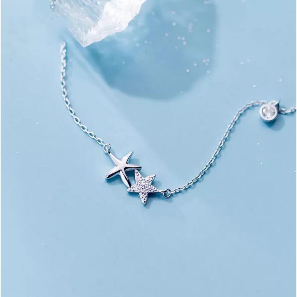925 Collar de Gargantilla de Metal de Estrellas de mar Que