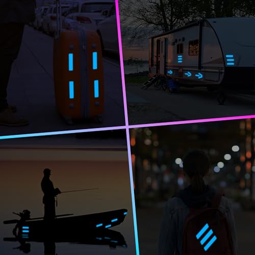Image of LOOM Reflective Stickers for Helmet | 6pcs Engineer Blue | Similar to 3M Reflective Tape | Bike Reflectors for Night Riding, Mailbox reflectors | Waterproof hi vis Decals for Car, Trailer