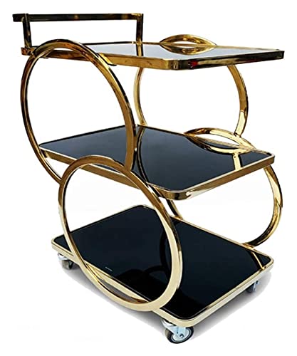 CCKUYT Carro de servicio de bar para el hogar, hotel, restaurante, carrito de bar en el hogar, carrito de bar de acero inoxidable de 3 niveles, estante de cocina, carrito de servicio/carrito de cocina