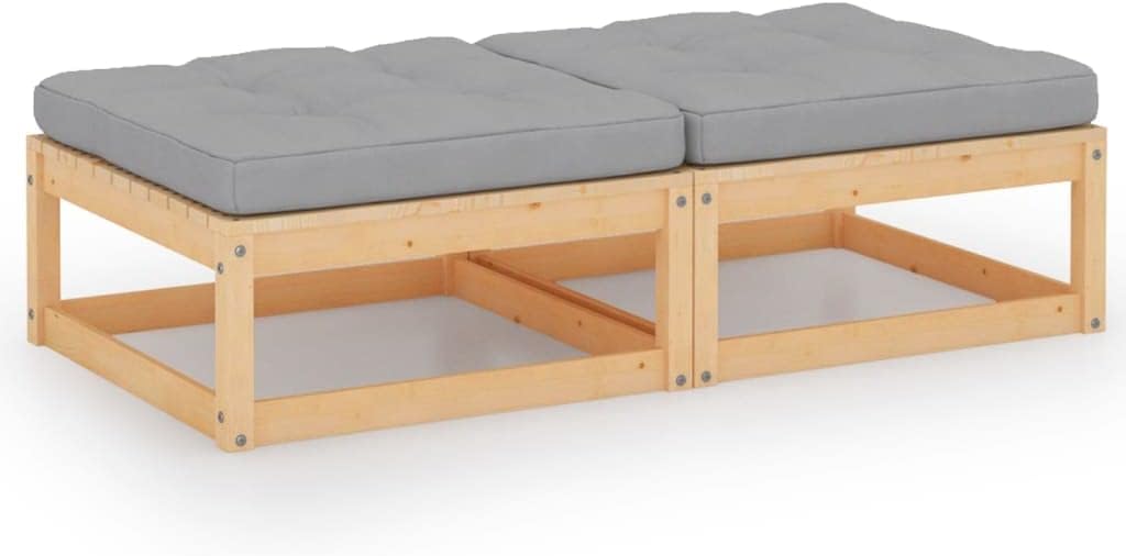 Patio Footstools Balcony Furniture,Patio loveseat,Small Patio Furniture,Patio daybed,with Cushions 2 pcs Solid Wood Pine