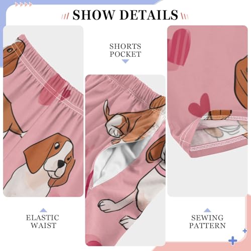 Beagle Love Heart Pattern Boys Long Pants Soft Trousers Elastic Waist Kids Lounge Bottoms with Pockets S-XL4