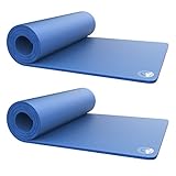 Set of 2 Foam Sleeping Mats for Camping – 0.5-Inch Waterproof Sleep Pad Set with Carry Straps for Cots, Tents, or Sleepovers by Wakeman (Blue)