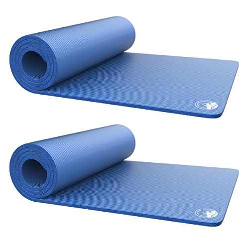 Set of 2 Foam Sleeping Mats for Camping – 0.5-Inch Waterproof Sleep Pad Set with Carry Straps for Cots, Tents, or Sleepovers by Wakeman (Blue)