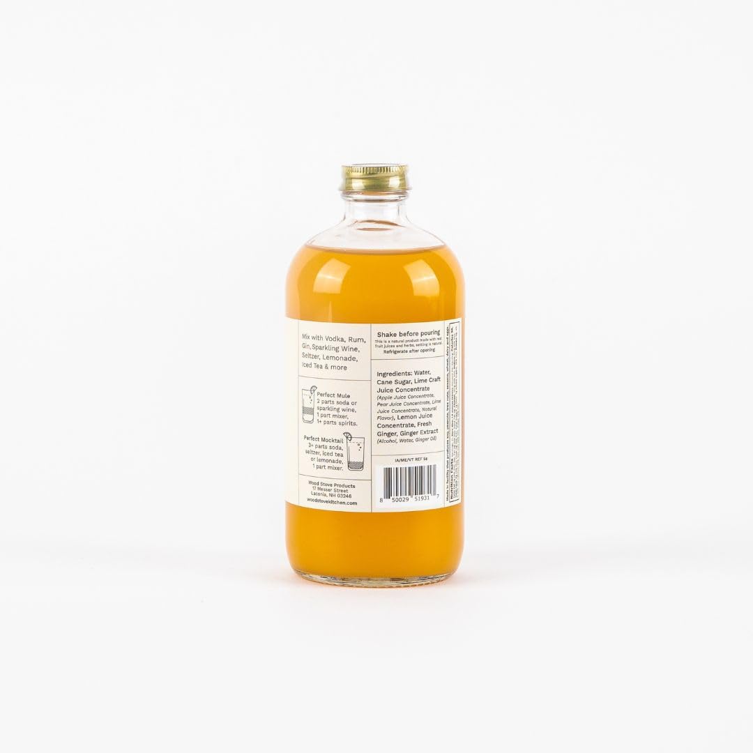 Wood Stove Kitchen - Moscow Mule Mix | Cocktail & Mocktail Mixer - Natural Craft Syrup with Tasty Flavors - Concentrated & Alcohol Free - Sweet & Tangy, Lime & Ginger, 16 oz.
