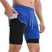 Lixada Short de Course 2 en 1 pour Homme avec Poches pour l'Entraînement de Gym avec Boucle de Serviette Short d'exercice à Séchage Rapide Course à Pied, Cyclisme, Escalade, Fitness