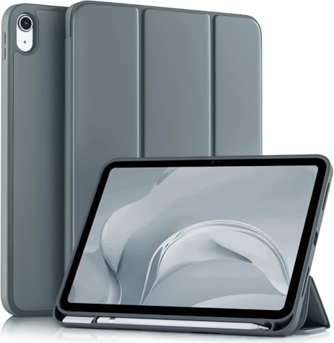 Image of Printme for iPad (A16) 11th Generation Case 11 Inch 2025, for iPad 10th Generation Case 10.9 Inch 2022 with Pencil Holder, Slim Trifold Stand Protective Cover with Soft TPU Back (Dark Grey)