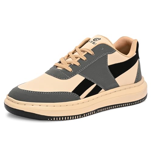 Image of Centrino Colorful Sneakers for Man | Shoes for Men Stylish | Casual Lightweight Lace-Up Canvas Walking Shoes | Cushioned Insole | Breathable Comfortable Anti-Skid | Trendy Colorblock Mens Shoes Daily (9588)
