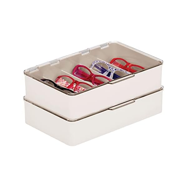 mDesign 2er-Set Aufbewahrungsbox für Brillen – Brillenablage aus Kunststoff mit 5 Fächern – Brillenaufbewahrung für…