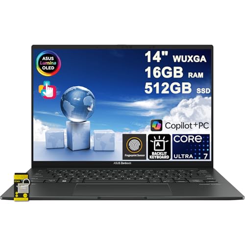 ASUS Zenbook 14 �m�[�g�p�\�R�� 14�C���` WUXGA OLED Touch (500nits HDR, 100% DCI-P3) Intel 16�R�A Ultra 7 255H (>Ultra 9 185H) 16GB RAM 512GB