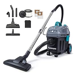 Kenmore KW3050 Wet Dry Canister Vac 4 Gallon 5 Peak HP 2-Stage Motor Shop Vacuum Cleaner with Washable HEPA Filter & Dust Bags for Hard Floor & Carpet, Black