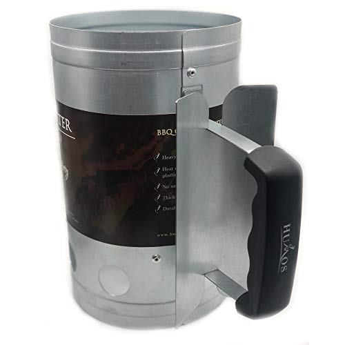 Humos Charcoal Chimney Starter Galvanized Steel 10.7x7, Silver