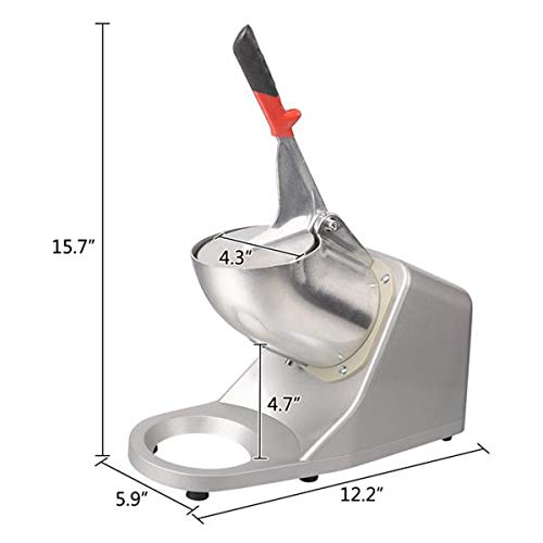 120V 300W 143lbs Electric Dual Blades Ice Crusher Shaver Snow Cone Maker Machine Silver for Home and Commercial Use (Silver, OneSize)