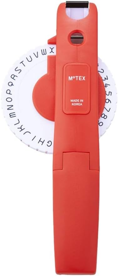 Motex Embossing Label Maker, Labeling Tool, Old School Label Maker, for Manual Label Embossing- E-404 (Dark Red)