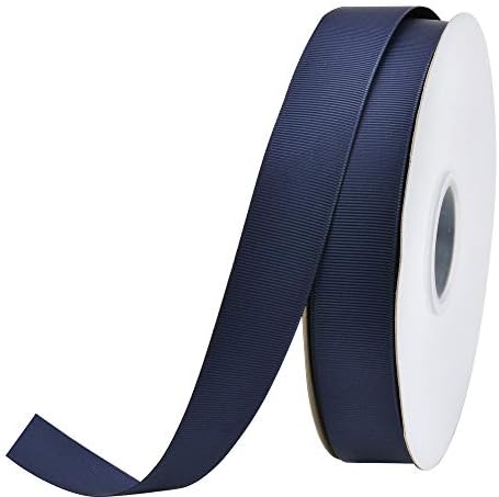 Ribest 1 inch Navy Blue Grosgrain Ribbon 50 Yards Per Roll for Crafts Bow Maker Wreaths Gift Wrapping Hair Accessories Wedding
