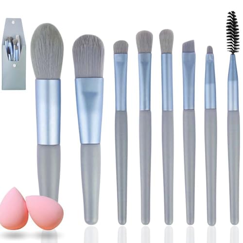 Set De 8 Brochas De Maquillaje Y 2 Esponjas De Maquillaje. Brochas De Maquillaje Para Base, Contorno, Colorete En Crema O Polvos.(pcs 8+2)