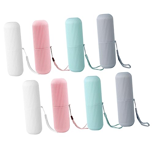 8 Pezzi contenitore per il lavaggio parà bicchiere riutilizzabile per spazzolino da denti kit tazza Portaspazzolino portatile necessità di viaggio per dentifricio pp