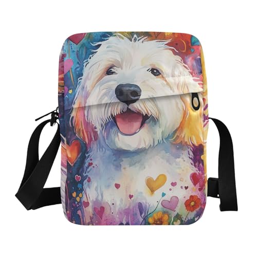 Colorful Illustration Dogs Sketch messenger bag mens crossbody bag small Womens Cross Body Purses Adjustable Strap for outdoor sports work