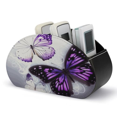 Rangement télécommande cuir : support de stockage 5 compartiments pour table basse - 2