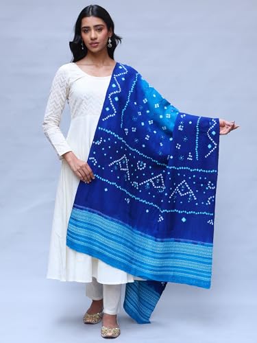 Bandhani Tie-Dye Shawl from Kutch with Embroidered Mirrors - Pure Wool3