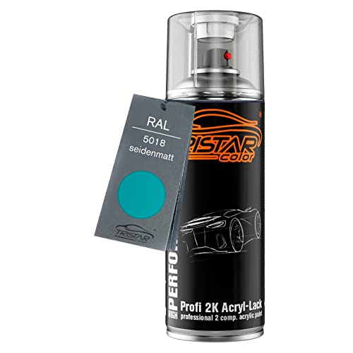 TRISTARcolor RAL 5018 Türkisblau seidenmatt 2K Acryl Spraydose Sprühdose Spritzlack Sprühlack 400 ml schnelltrocknend