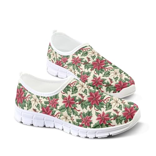 Image of Floral Sneakers for Women Colorful Art Shoes for Women Slip On Casual Work Shoes