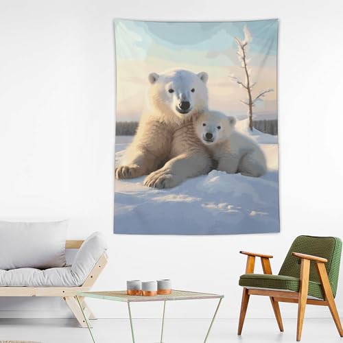 Tapisserie murale esthétique ours polaire pour déco de chambre personnalisée