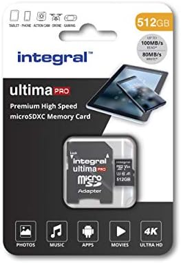 Integral 512GB Micro SD Card 4K Video Premium High Speed Memory Card SDXC Up to 100MB s Read Speed and 50MB s Write speed V30 C10 U3 UHS-I A1