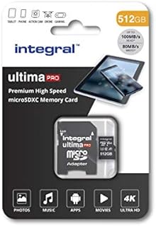 Integral 512GB Micro SD Card 4K Video Premium High Speed Memory Card SDXC Up to 100MB s Read Speed and 50MB s Write speed V30 C10 U3 UHS-I A1