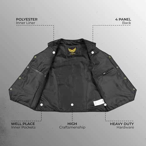 Miniatura 3 de Leatherick Chaleco De Cuero Real Para Hombre, Estilo Motorista Moda Casual