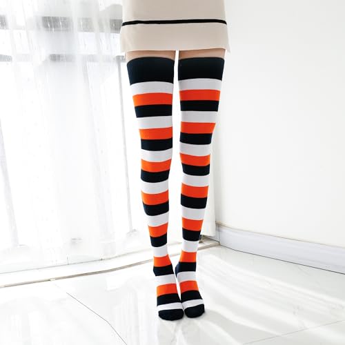 Image of Kayhoma Extra Long Cotton Stripe Thigh High Socks Over the Knee High Socks