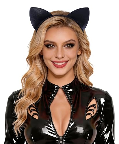 Bonnie Z. Leonardo Glossy Black PU Cat Ears Headband