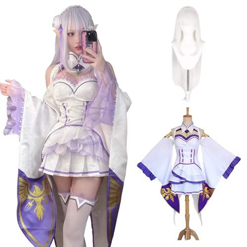 ［神併良品］ エミリア コスプレ ウィッグ付き 精霊術師 Reゼロ コスプレ衣装 大人用 仮装 文化祭 イベント ...