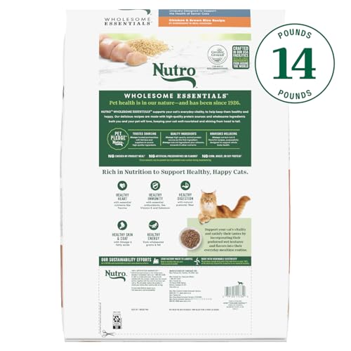 Image of Nutro Wholesome Essentials Senior Dry Cat Food, Chicken & Rice, 14 lb