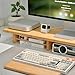 ROCDEER Bamboo Dual Monitor Stand Riser Natural, 2-Tier Desk Monitor Riser for 2 Monitors, Supports for PC Computer Monitor, Printer, Heavy TV Riser up to 300 lbs
