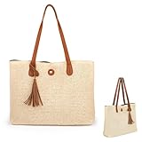Grande Capacité : La taille du sac en paille est de 36 × 26 cm, fermeture à boucle, assez grand pour contenir des magazines A4, un ordinateur portable et plus encore, l'intérieur dispose de 2 petites poches et d'un sac à fermeture éclair, idéal pour vos petits objets.