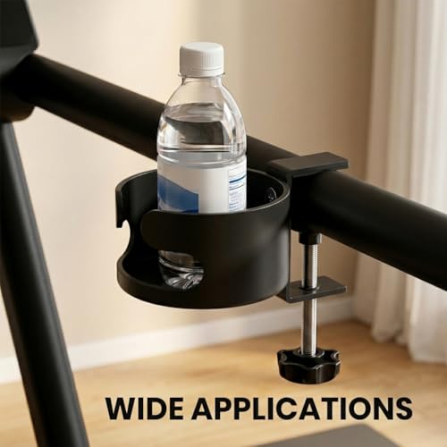 Image of HASTHIP Desk Cup Holder, Swivel Drink Cup Holder, Adjustable Screw-fix Installation, Capacity 5kg /11lb Compatible with Universal Cup, Bottles(Black)