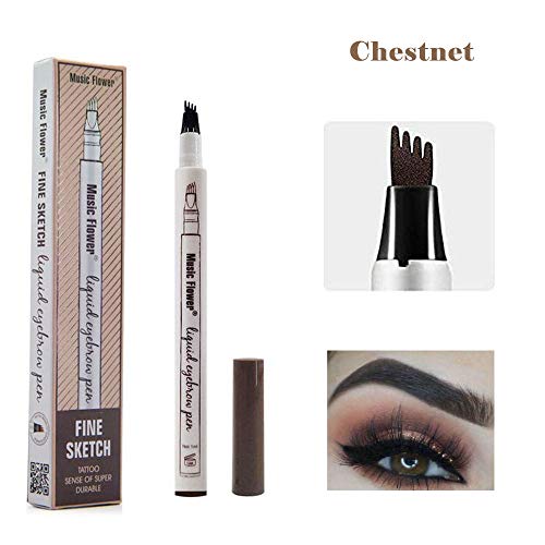 Yuxuan Eyebrow Tattoo Pen Microblading Eyebrow Pencil with a Micro-Fork Tip Applicator Creates Natural Looking Brows Effortlessly and Stays on All Day(1 pcs/set.Chestnut)