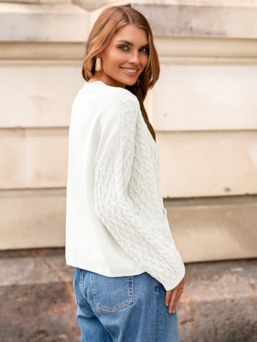 Simplee Womens Chunky Crochet Cardigan Long Sleeve Loose Cable Knit Oversized Sweater Button Up Outerwear Coats3