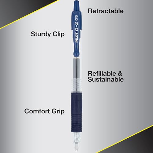 Image of PILOT, G2 Premium Gel Roller Pens, Extra Fine Point 0.5 mm,Navy 12 Count (Pack of 12)