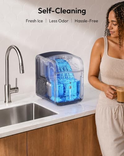EUHOMY Smart Nugget Ice Maker Countertop, 42lbs/24H, Ready in 7 Mins, Portable Sonic Ice Maker with APP/Alexa Control, Self-Cleaning, Pebble Ice Makers with Hanging Ice Scoop for Home/Office — view 7