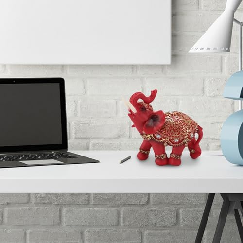 Estatua de Elefante Feng Shui de Resina Rojo M 8.5 x 6.5 x 1.6 in miniatura 6