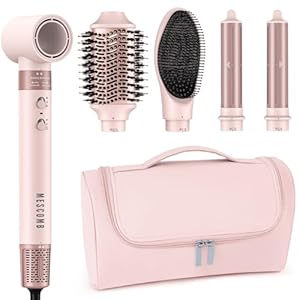 MESCOMB 5 in 1 Hot Air Styler Wrap – High-Speed Hair Dryer Brush with Auto Wrap Curlers, Fast Drying & Frizz-Free Styling, No Heat Damage, Volumizing Brush with Travel Bag