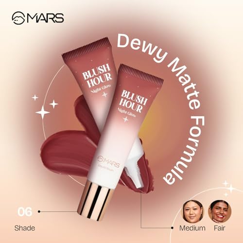 Image of MARS Liquid Blush Hour (12 ml) (06-NIGHT GLOW) | Dewy-Matte Finish | Highly Pigmented | Lightweight & Long-Lasting Formula | Effortless Application (Pack of 2)