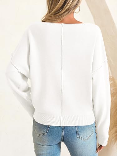 Saodimallsu Womens Off The Shoulder Sweater Boat Neck Batwing Sleeve Knit Pullover 2025 Cute Casual Trendy Jumper Tops3