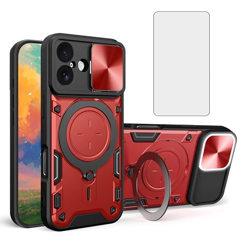 Coque iPhone 17 Rouge avec Support Verre Trempé pour Usage Quotidien