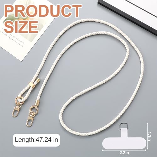 Noaxylic Handyband Universal, Lang Phone Lanyard, Verstellbar Handykette mit 2 Stück Universelles Patch, Handy um den Hals hängend, Handykette Universal, für Alle Smartphones Hüllen, Weiß